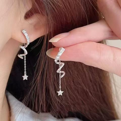Геометрические Спиральные Серьги с Модной Индивидуальностью, Серьги-Кисточки со Звездочкой, Стильные, Два Стиля Ношения