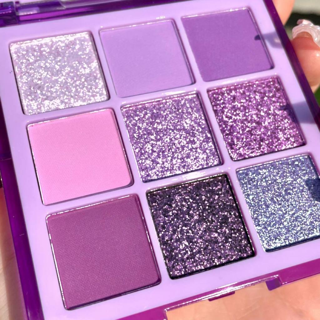Brighten Eyes Nine-Color Eyeshadow Palette - Iridescent Diamond Purple & Raspberry Jam