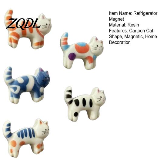 Metal Surfaces Magnetic Decor 5Pcs Cartoon Cat Refrigerator Magnet Set, Hand-painted Kitten for Fridge Lover Magnets Locker Whiteboard, Kitchen