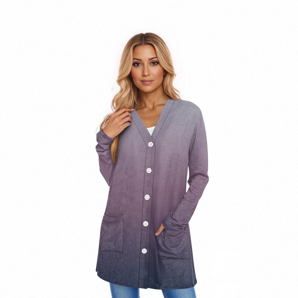 Women's Long Sleeve Cardigan Casual Jacket With Pockets Top