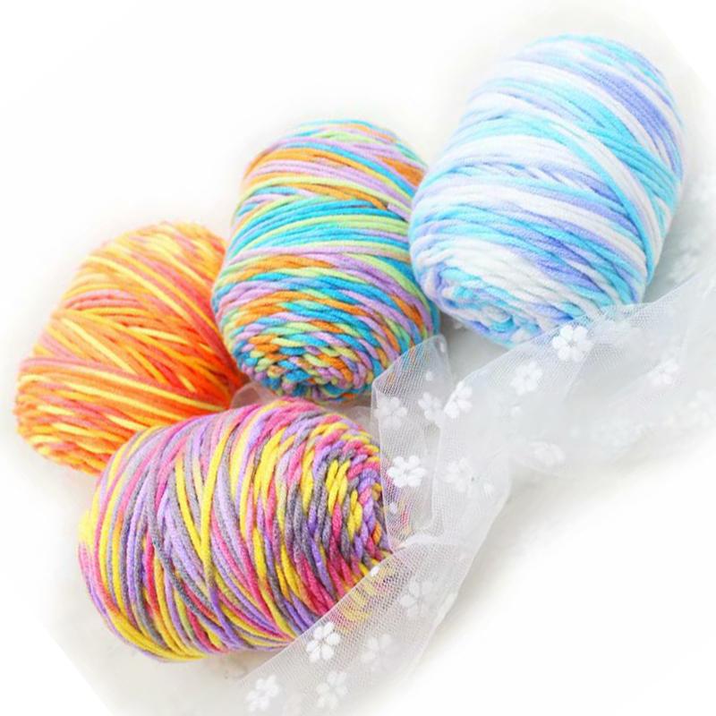50 г/моток Взрослый шарф Разноцветное секционное крашение 8 нитей Хлопковая пряжа Пряжа Сделай сам Ручное вязание