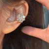 Серьга-клипса Цветок из циркона: Элегантный французский ретро кафф для ушей без прокола для женщин