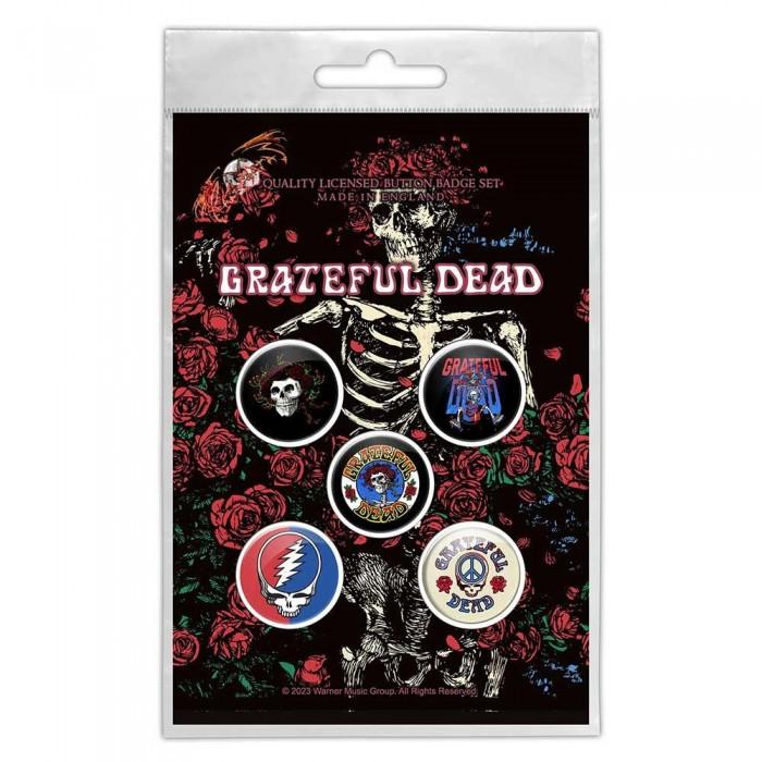 Grateful Dead Skeleton & Rose Badge Set (Pack of 5)