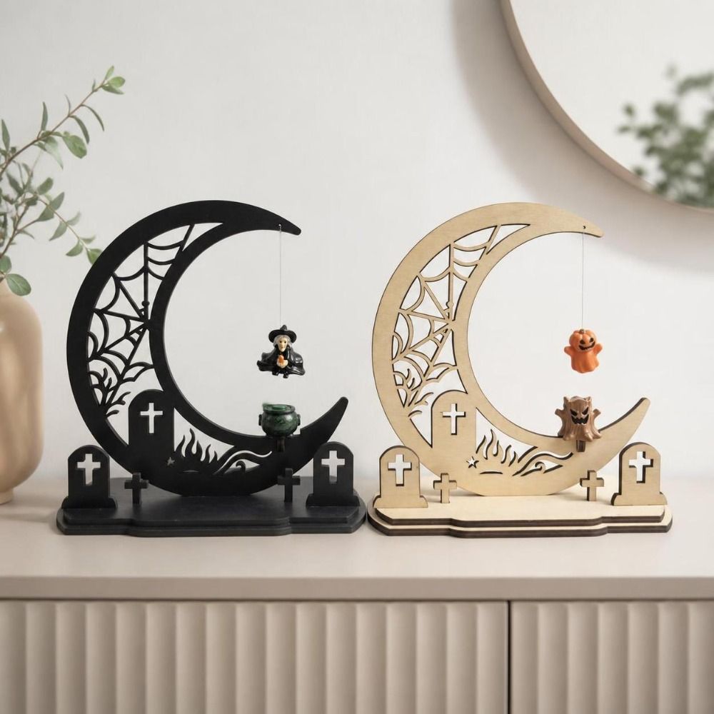 Dark Style Wooden Swing Pumpkin Ghost Gothic Ghost Hanging Table Ornament Window Display