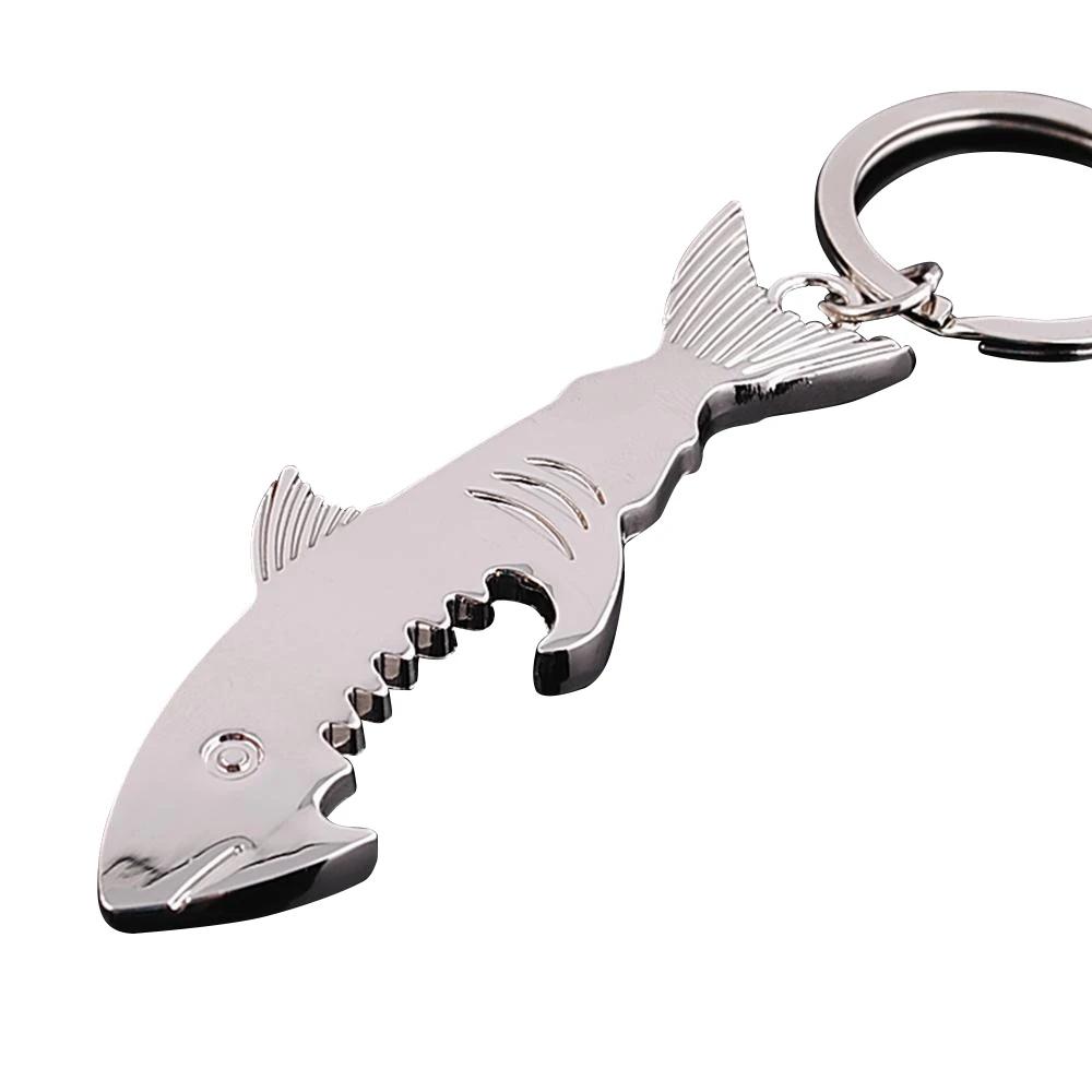 Shark Shaped Bottle Opener Keychain shaped zinc alloy Silver Color Key Ring Beer Bottle Opener Unique Creative Gift Bar Tools1