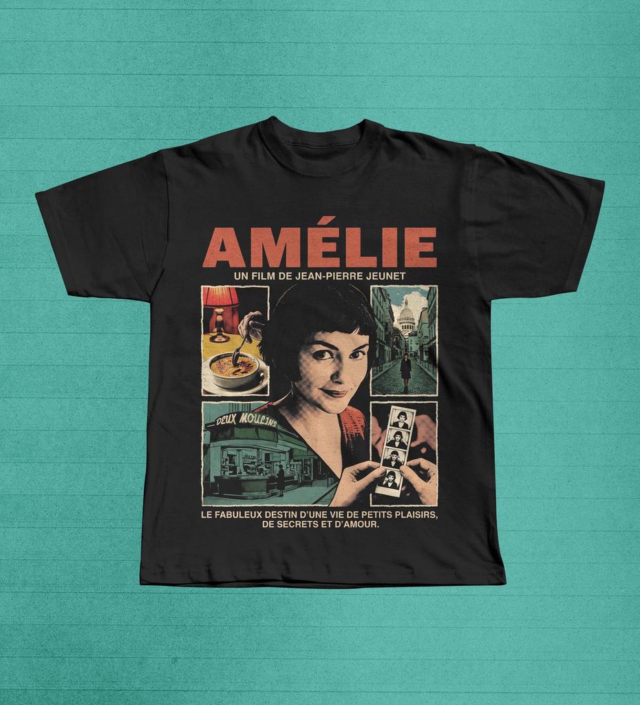 Amélie 2001 Movie T-Shirt, French Film Graphic Tee, Retro Cinema Montmartre Shirt