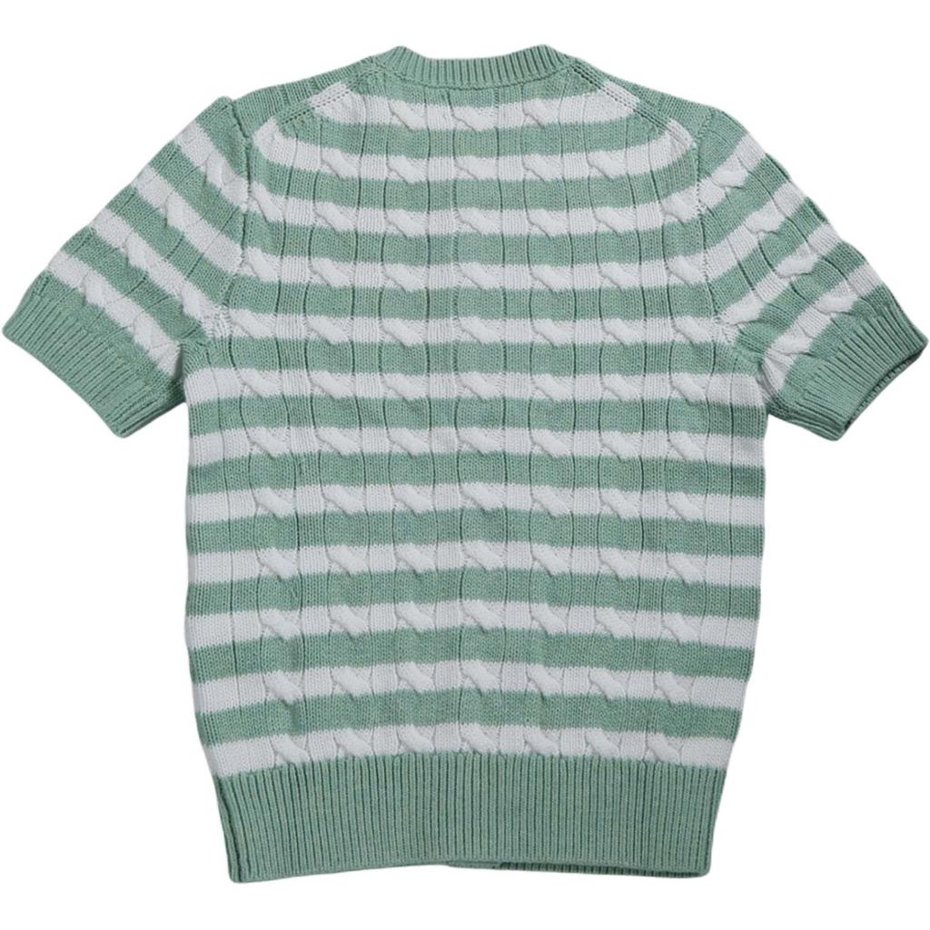 Polo Ralph Lauren Логотип Приталенный Краткий рукав Вязаный топ Женские топы Зеленый 211965757-001