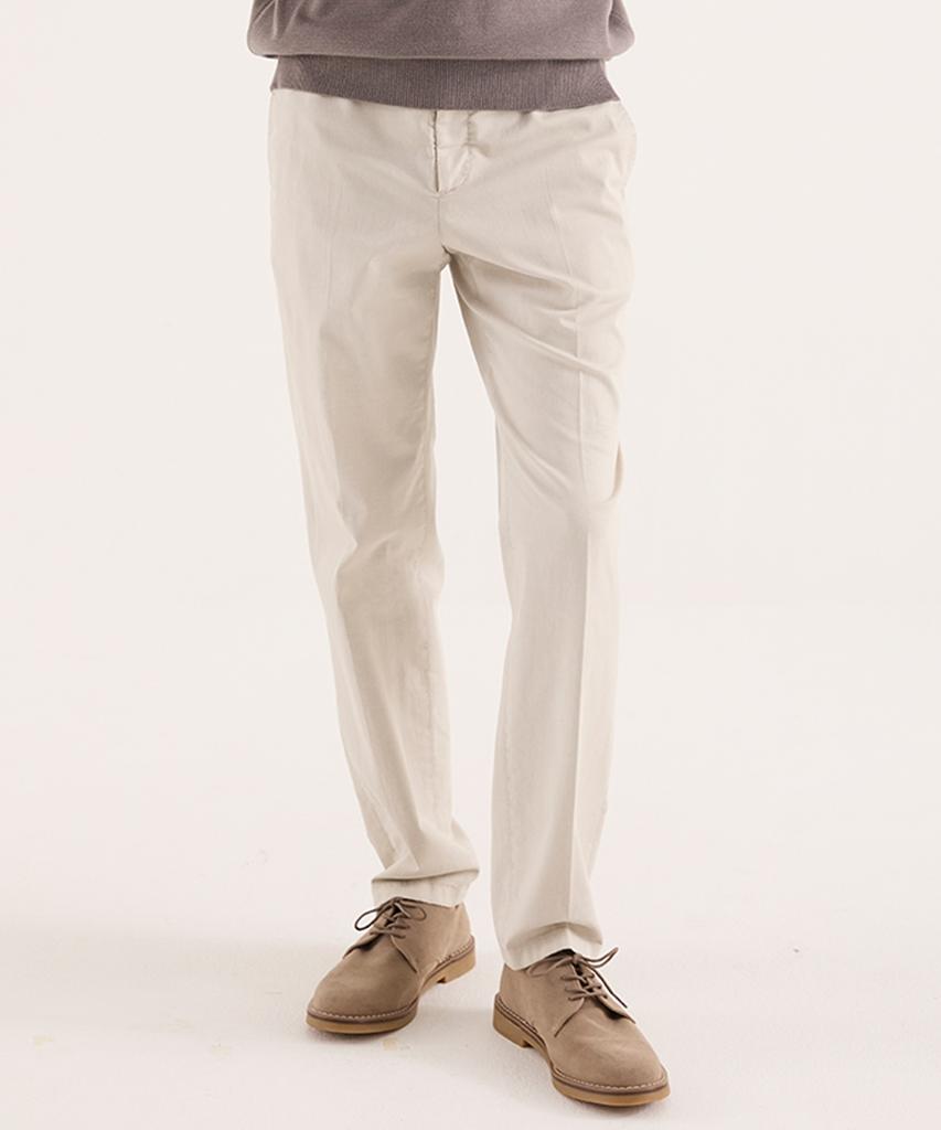 BIRBANTE Natural Garment-Dyed Stretch Pants - Ecru