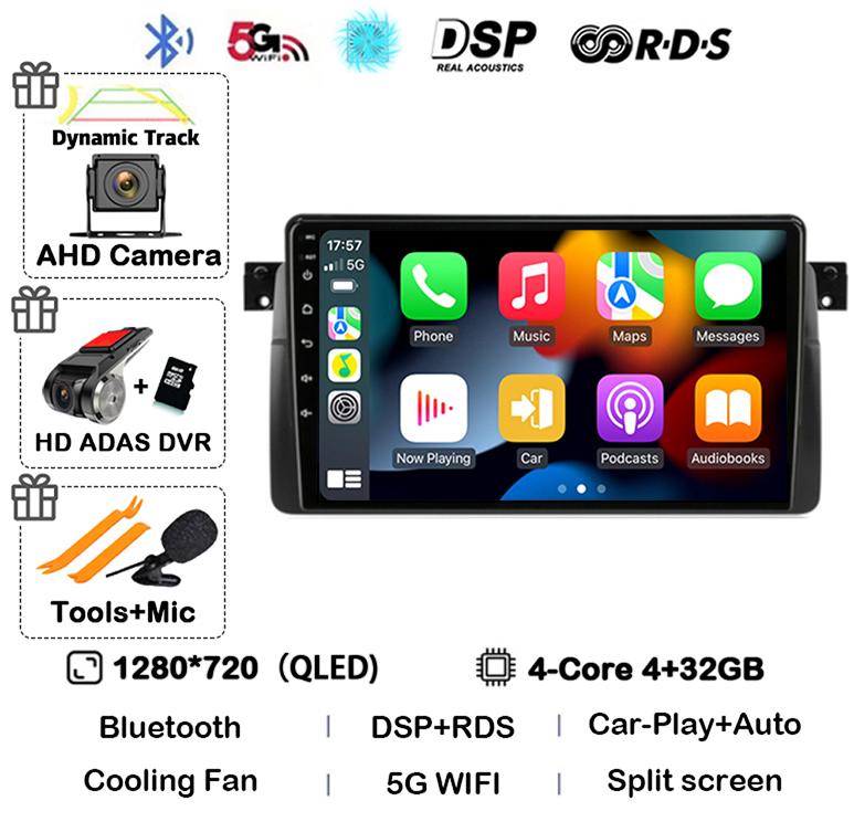 Android 14 автомобильное радио для BMW E46 M3 1998-2006 мультимедийный видеоплеер 2Din 4G WIFI GPS навигация Carplay головное устройство 360 камера