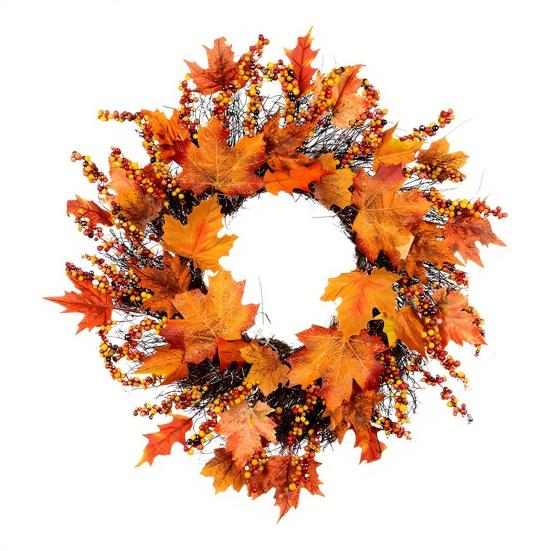 Осенний венок из пионов и тыкв, искусственная гирлянда из веток, винтажная цветочная гирлянда, сезонное украшение на дверь для Дня благодарения, декор урожая