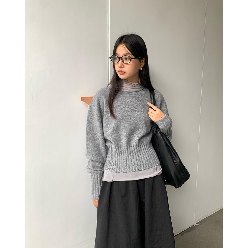 EVERTURE Женский облегающий топ с длинными рукавами и воротником-стойкой, осенний корейский стиль