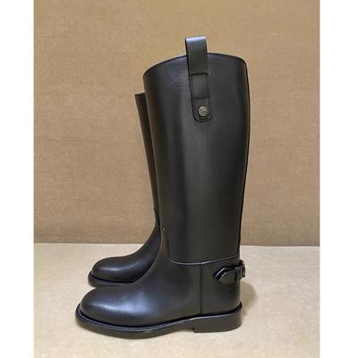 Модные высокие ретро рыцарские женские ковбойские сапоги в западном стиле, с длинным голенищем, модным кожаным верхом, резиновой подошвой, зимние сапоги