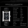 WWOOR Classic Fashion Mens Rectangle Watches Male Gold Brown Leather Quartz Waterproof Wrist Watch