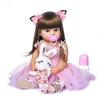 55cm NPK Bebe Doll Reborn Toddler Girl Pink Princess Baty Toy Very Soft Full Body Silicone Girl Doll