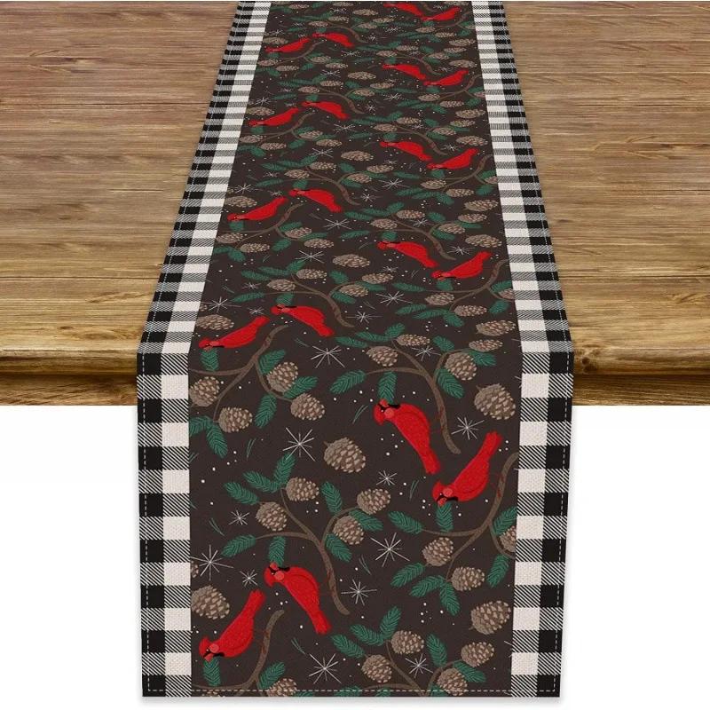 Рождественская скатерть-дорожка С Рождеством украшения для дома 2024 Рождественский флаг на стол Чехол Navidad Noel Подарок Новогодняя скатерть