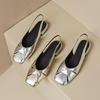 Fashion Square Toe Slingback Flat Shoes Woman Gold/silver Leather Summer Flats Women Cutout Loafers Zapatos De Mujer Ofertas 2025