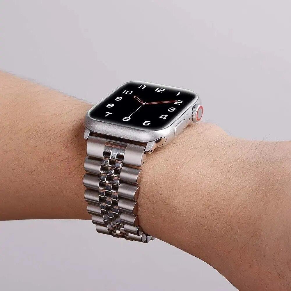 2 шт. роскошный ремешок для часов из нержавеющей стали для Apple Watch Series 9 8 SE 7 6 5 4 3 металлический ремешок для IWatch Band 38 40 41 42 44 45 49 мм