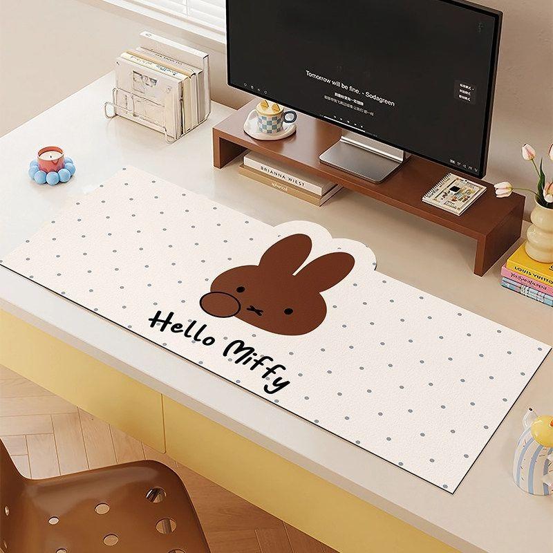 Новый Kawaii Miffy Большая Клавиатурная Коврик Милый Мультяшный Кролик Подставка на Стол Впитывающий Коврик для Мыши для Офиса Игр Нескользящий Стиль K-trend