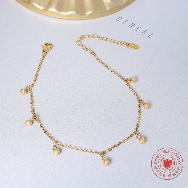 Элегантный круглый браслет на ногу из титановой стали с 18-каратным золотым покрытием - Женская модная бижутерия S080