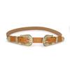 Vintage Floral Design Womens Faux Leather Belt With Alloy Buckle