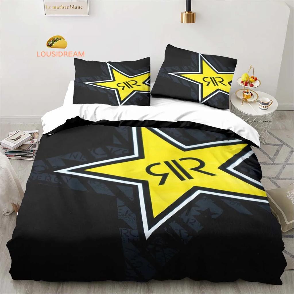 D-Drinks Rockstar Energy Sheets Quilt Covers Bedding Dormitory Sheets Three-piece Bedding Set Three-piece Soft Warm Bedding Set