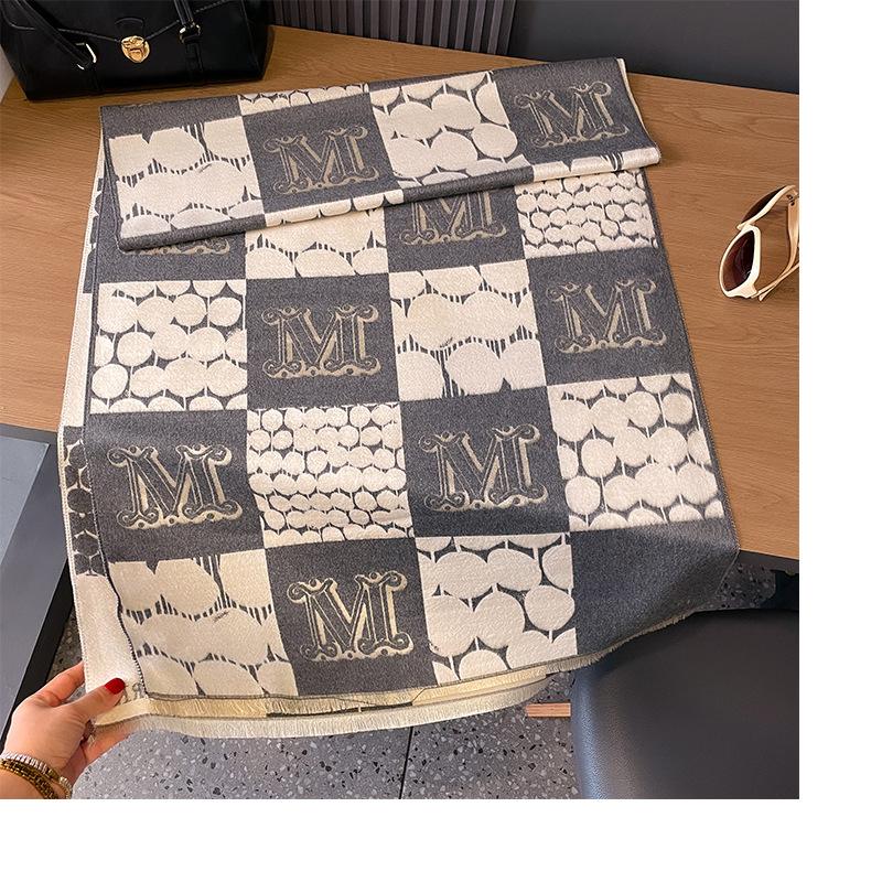 Checkered Double-Sided Thermal Scarf, Women'S Air Conditioner Shawl, And Neck Scarf