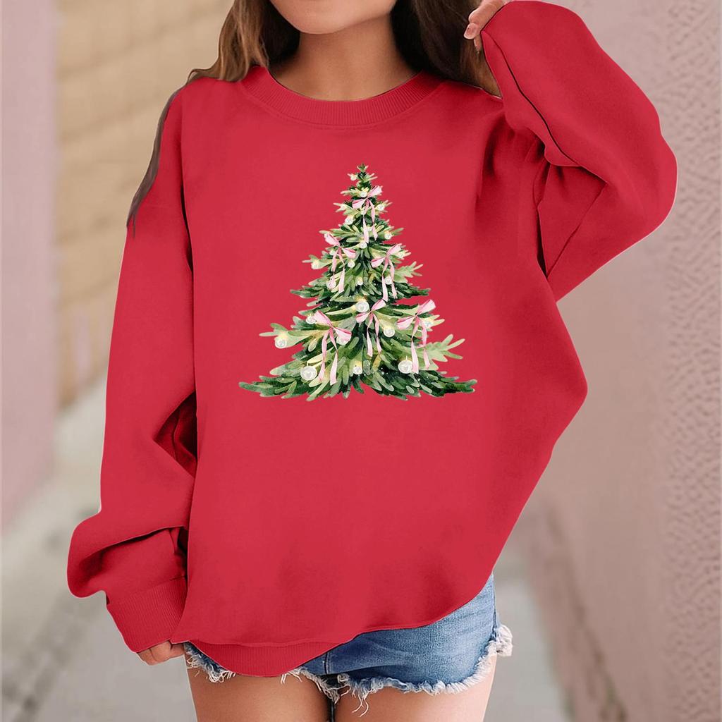 Children's Fashionable Casual Long-sleeved Loose Christmas Print Pullover Sweatshirt