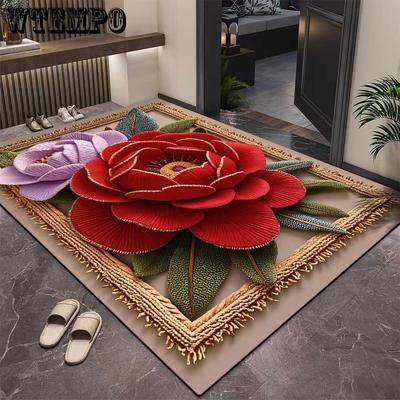 3D Цветочный ковер Коврик для входной двери Коврик для ванной Впитывающий коврик для ног Противоскользящий коврик для ног