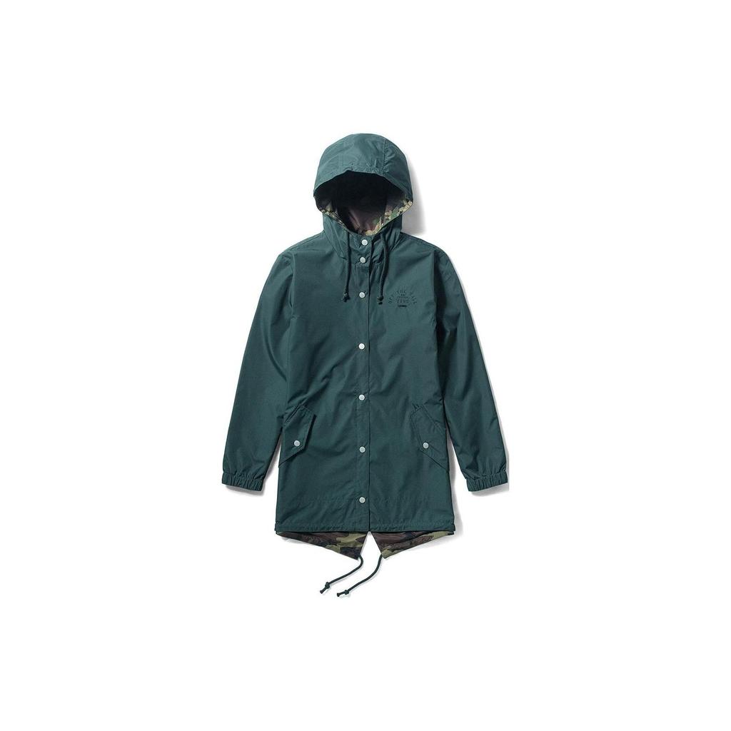 Vans Вышитый логотип Повседневная двусторонняя куртка с капюшоном Женские куртки Темно-зеленый VN0A3QRIYDX