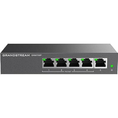 Grandstream Неуправляемый сетевой коммутатор GWN7700P, 5 портов, 4 PoE