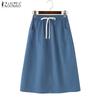Womens Casual Drawstring Elastic Waist Loose Skirts