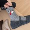 Серые милые рождественские носки для женщин, толстые и теплые шерстяные носки до середины икры для осени и зимы, махровые носки с обувью Burken