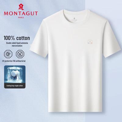 Мужская летняя вышитая футболка MONTAGUT из 100% хлопка