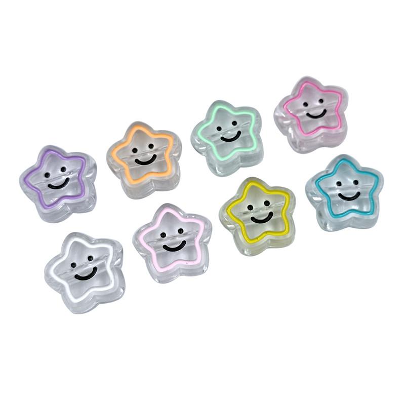 5 шт. 19 мм акриловые капельницы масла прозрачные пентаграммы смайлик бусины DIY ручной работы ожерелье из бисера веревка аксессуары для волос