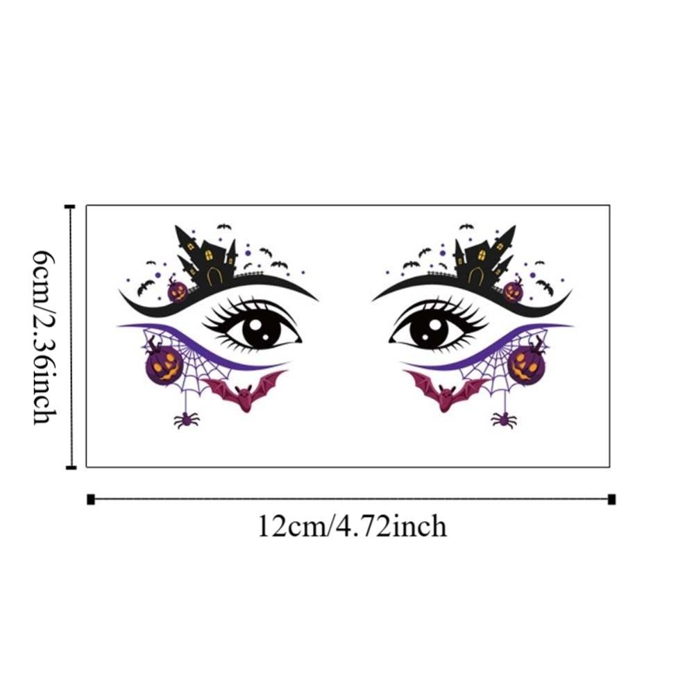 Cartoon Halloween Face Tattoo Disposable Halloween Bat Face Stickers Enhance Atmosphere