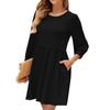 Women's Casual Fashion Sexy Solid Color Loose Three-quarter Sleeve Dress