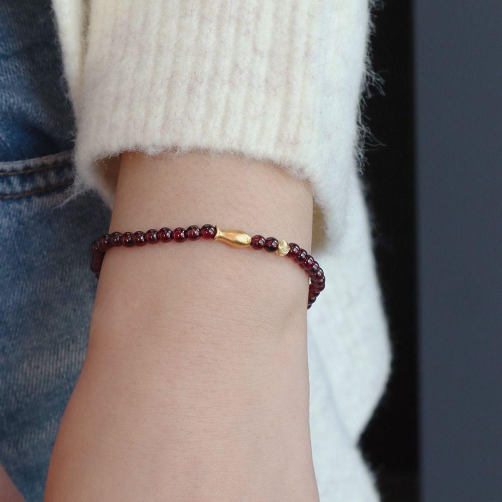 Браслет с позолотой, имитация граната, красный бисер, браслет-нить на руку, исцеляющий кристалл