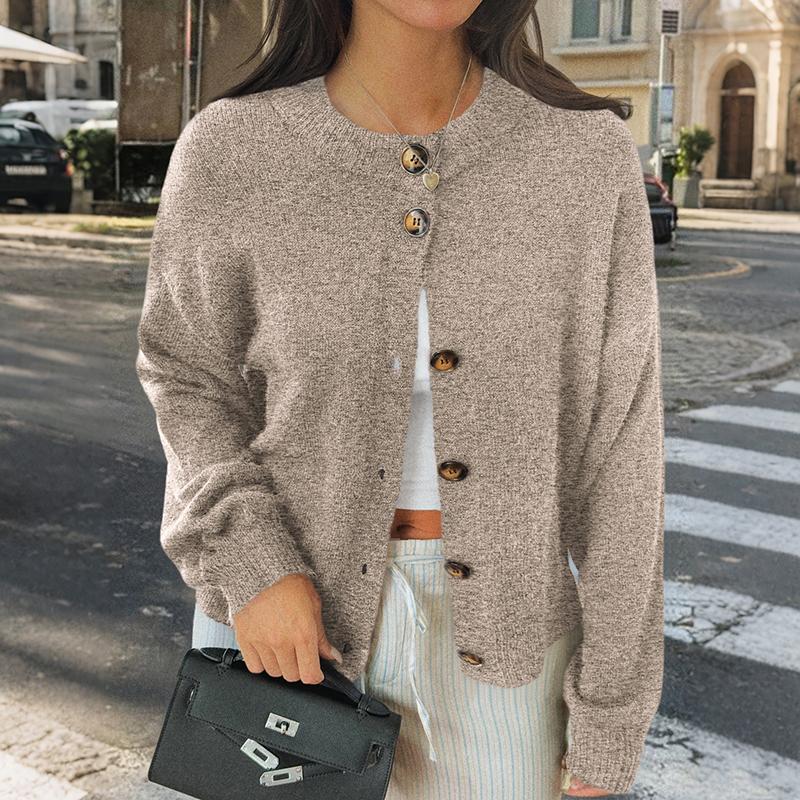 Minimalist Style Button Front Layered Look Knitted Sweater Cardigan Coat for Ladies