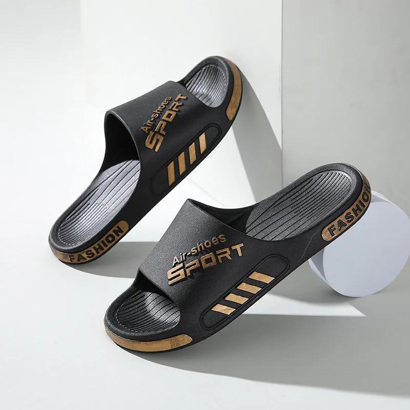 New Fashion Trend Men's Slippers PVC Soft Sole Non-slip Slides Casual Outdoor Beach Flip Flops Home Bathroom Couples Slippers