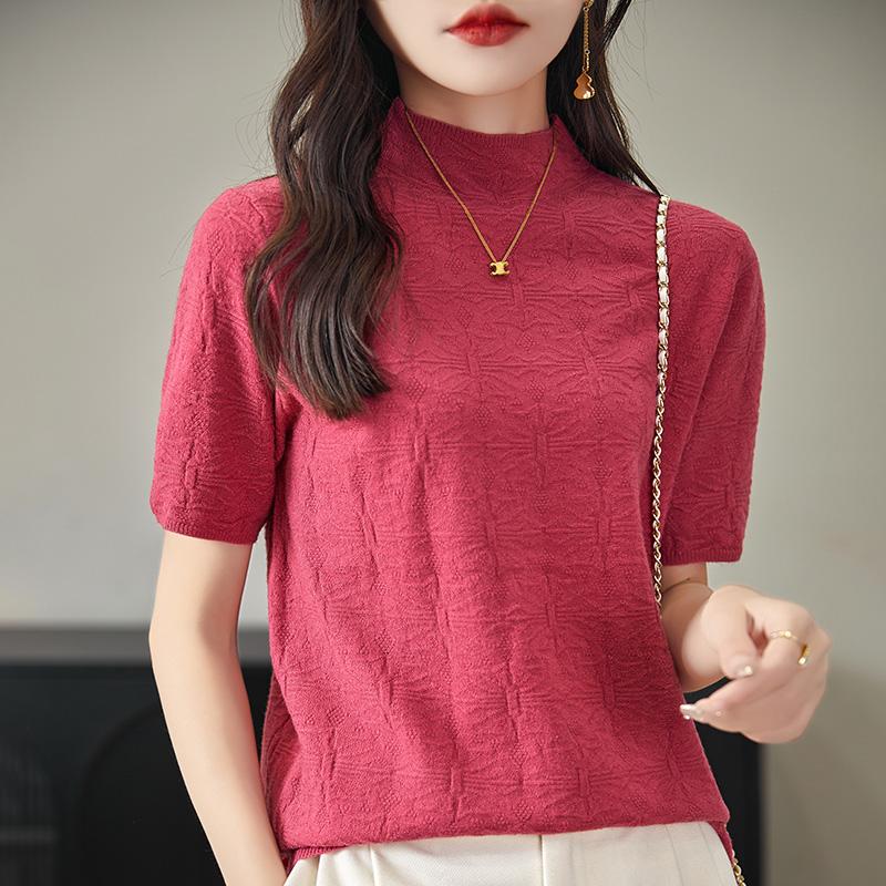 Women Knit T-shirt MODERN NEW SAGA Summer Knitted Shirt Short Sleeve Tees Spring Pullover Knit Tops