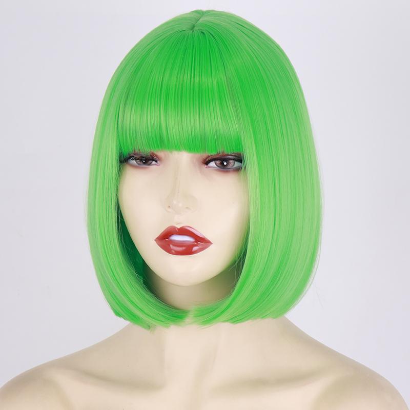 MISS WIG Женская мода, волосы красного вина, боб, косплей, прямой парик с челкой, длина до плеч, прямой парик из синтетического волокна для Хэллоуина