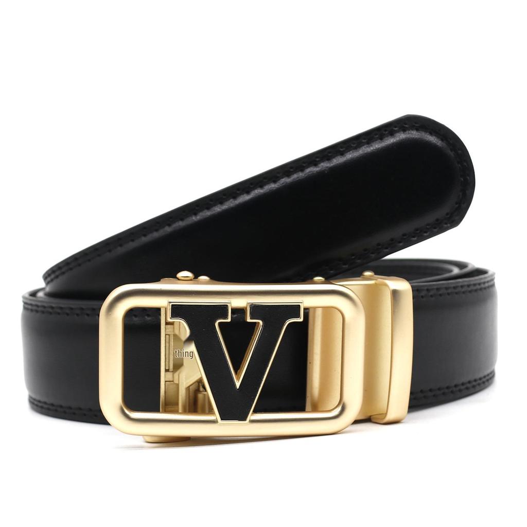 High-End Men's Genuine Leather Automatic Buckle Cowhide Belt - Versatile Fashion Accessory