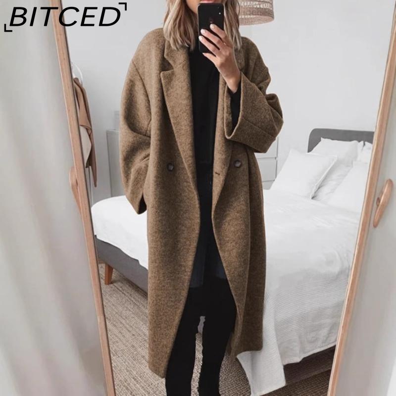 BITCED Women's Multi-Colour Multi-Size Wool Twill Trench Coat