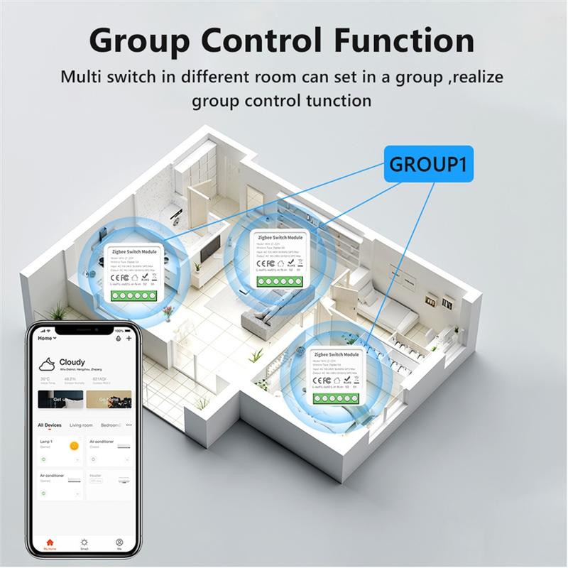 VOFUN-Tuya Zigbee 3-канальный DIY Умный выключатель 3-стороннее управление Реле света Умная жизнь Беспроводное дистанционное управление Модуль Zigbee выключателя