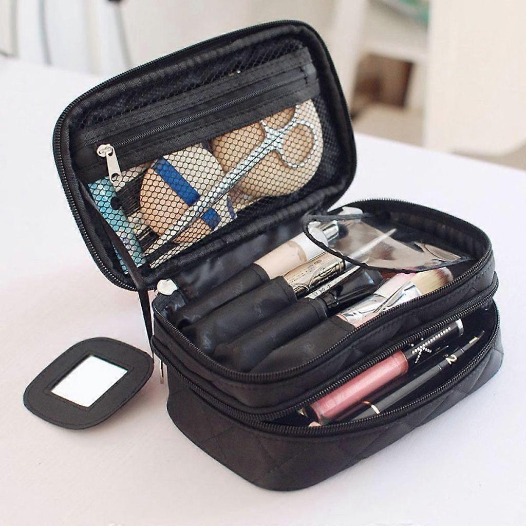 Small makeup bag, women's casual makeup bag, 2-layer travel makeup bag, daily use capacity