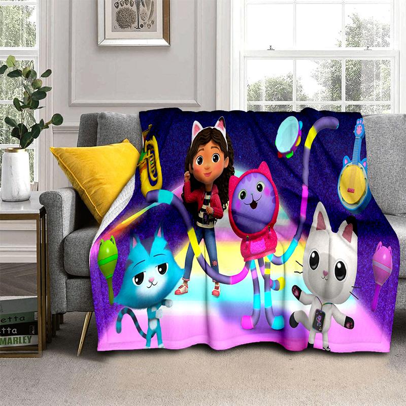 Style New Gabbys Dollhouse Cartoon Girl Gift Blanket,Soft Throw Blanket for Home Bedroom Bed Sofa Travel Picnic Cover Kids