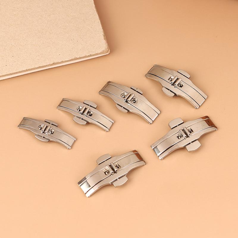 1 шт., нержавеющая сталь, застежка-бабочка, полированная кнопка, ремешок для часов, 15/17/19/21/23/25 мм, застежка для часов, аксессуары