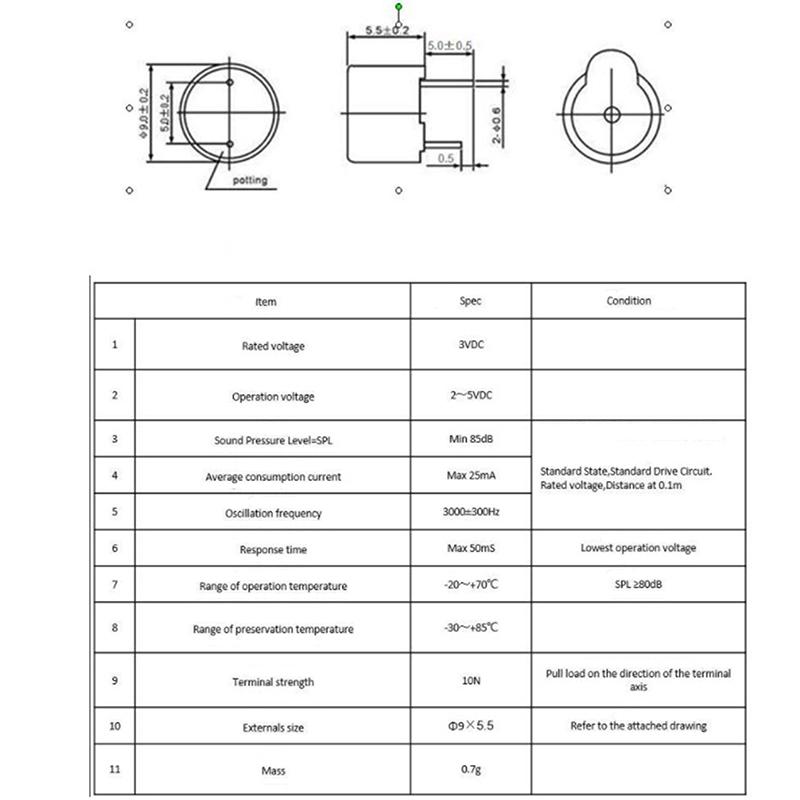 10 шт. 3 В 5 В 12 В активный зуммер магнитный длинный непрерывный звуковой сигнал новый и оригинальный