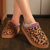 Мода 2024 года, модная зимняя обувь с леопардовым принтом, женские удобные теплые плюшевые зимние ботинки, женские туфли больших размеров на плоской подошве из хлопка