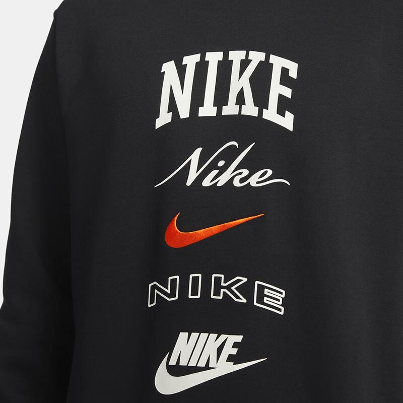 Nike Толстовка с длинным рукавом и круглым вырезом из флиса с принтом букв, теплые трикотажные длинные брюки с манжетами, повседневный спортивный костюм, мужская толстовка, брюки FN2611-010+DX0796-010